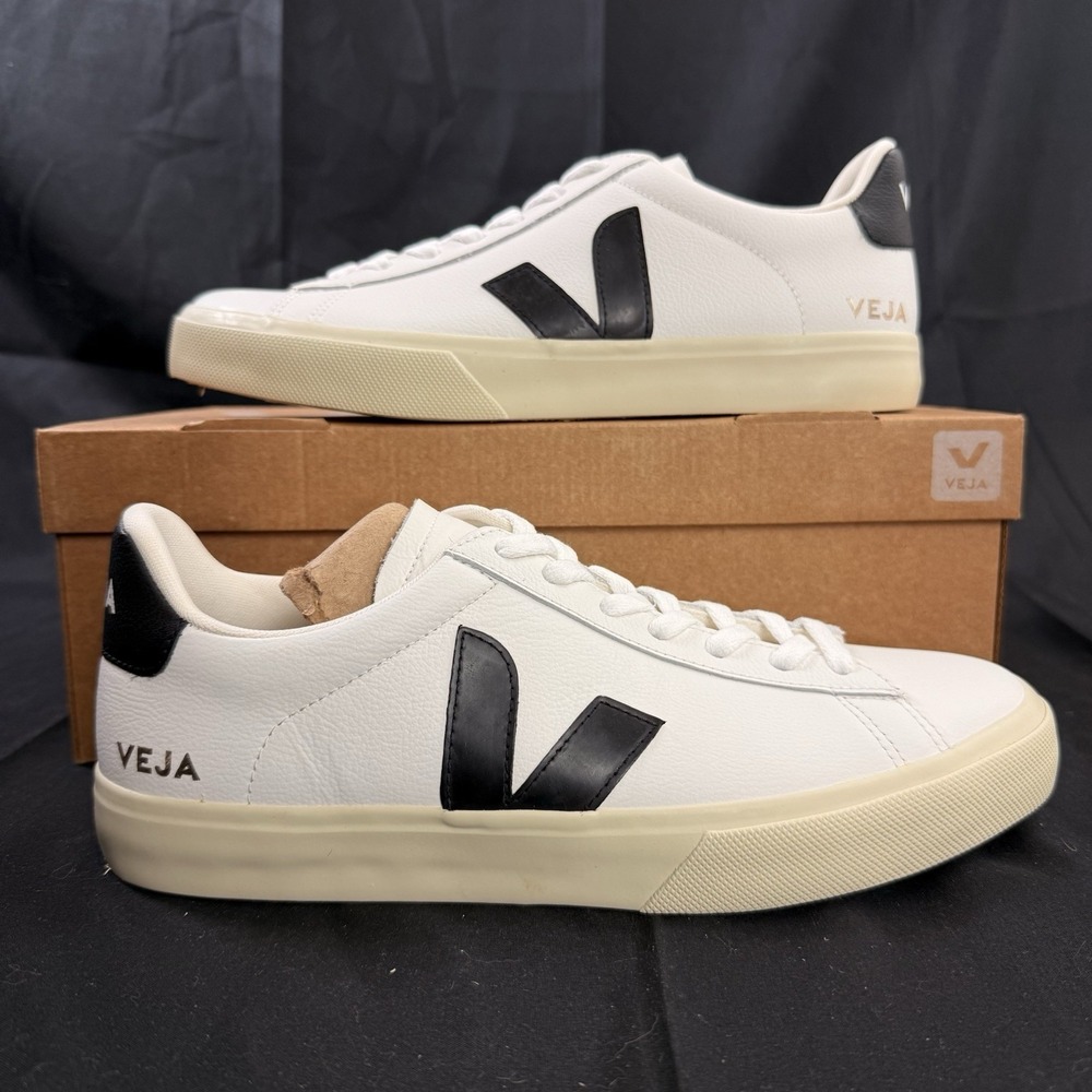Veja Campo Men's Size 9 Leather Lace Up Sneaker White Black Women's Size 11